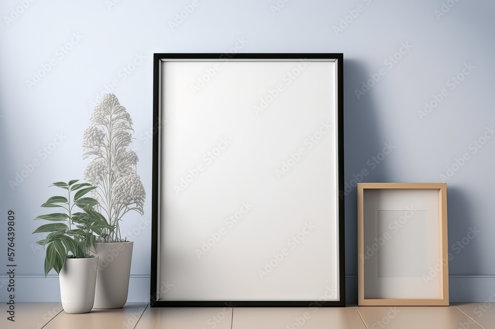 Blank Photo Frame Mockup on Floor. Photo generative AI Blank Photo Frame Mockup on Floor. Photo generative AI