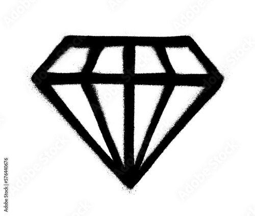 Sprayed diamond with overspray in black over white. Vector illustration.