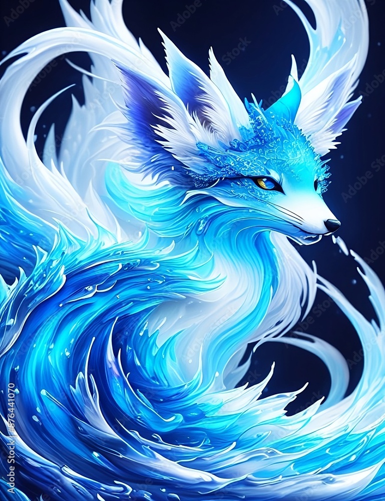 abstract standing blue fox Stock Illustration