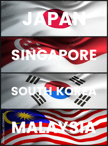 Vector set of national flags. Banner, background. Country official symbol