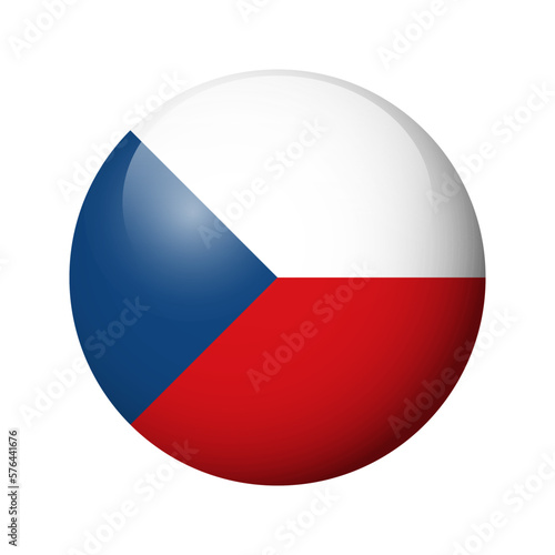 Czech Republic flag - glossy circle badge. Vector icon.