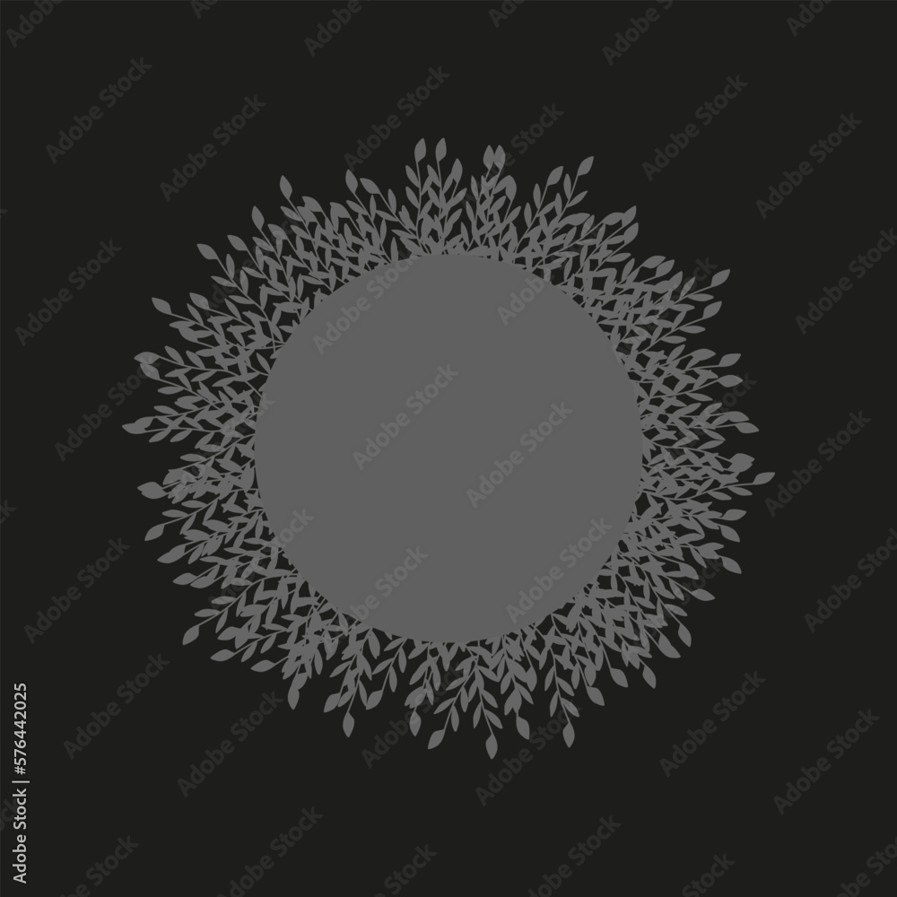 Floral vector wreath. Circle frame design element for invitations, greeting cards, posters, blogs. Delicate branches and leaves. Gray circle with olive branches. Eco border olive tree leaves. Floral vector wreath. Circle frame design element for invitations, greeting cards, posters, blogs. Delicate branches and leaves. Gray circle with olive branches. Eco border olive tree leaves.