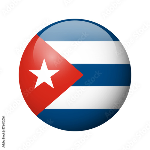 Cuba flag - glossy circle badge. Vector icon.