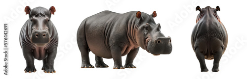 Isolated set of hippo - Generative AI photo