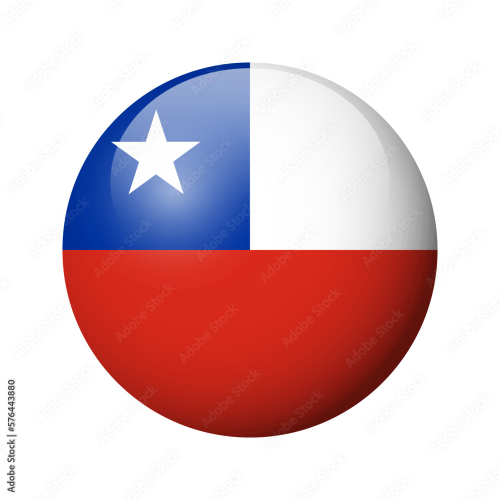 Chile flag - glossy circle badge. Vector icon. Chile flag - glossy circle badge. Vector icon.