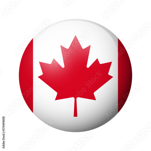 Canada flag - glossy circle badge. Vector icon.