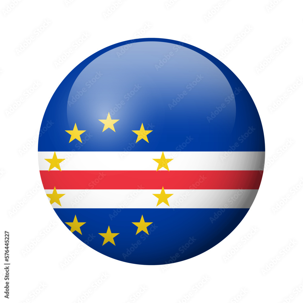 Cape Verde flag - glossy circle badge. Vector icon. Cape Verde flag - glossy circle badge. Vector icon.