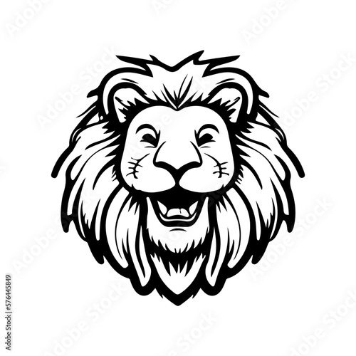 Lion head face logo silhouette black icon tattoo mascot hand drawn lion king silhouette animal vector illustration