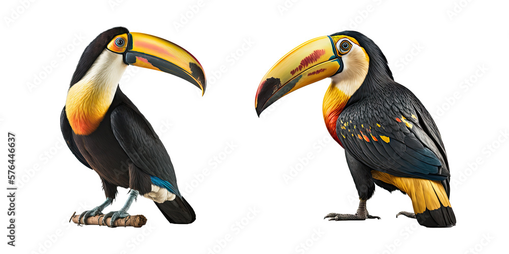 Naklejka premium Isolated set of toucan bird - Generative AI