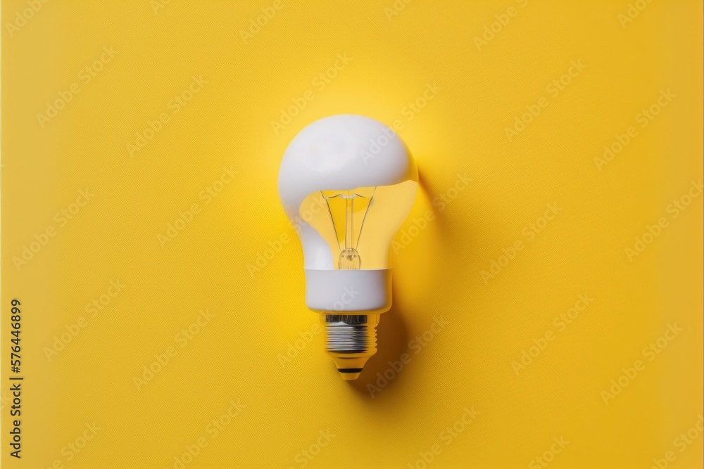 Incandescent light bulb on yellow background. Minimal idea concept Incandescent light bulb on yellow background. Minimal idea concept