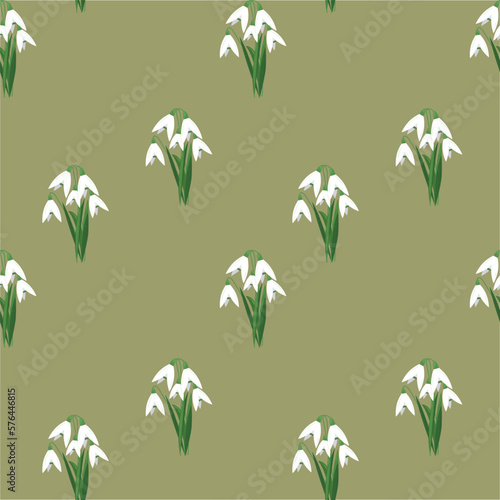 pattern with snowdrops.flowers vector illustration