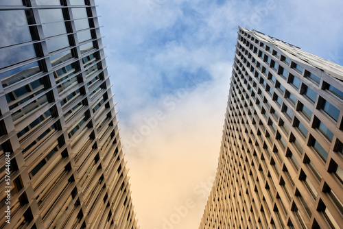 Low angle view of a modern office building in CITY
 photo