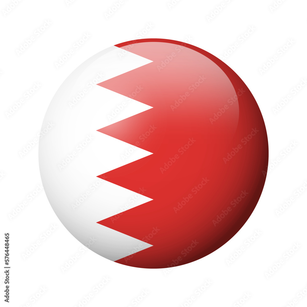Bahrain flag - glossy circle badge. Vector icon. Bahrain flag - glossy circle badge. Vector icon.