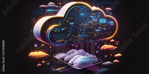 cloud technology concept, generative ai illustration photo