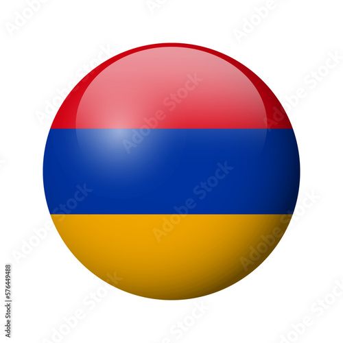 Armenia flag - glossy circle badge. Vector icon.