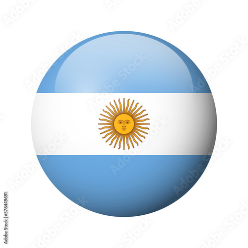 Argentina flag - glossy circle badge. Vector icon.