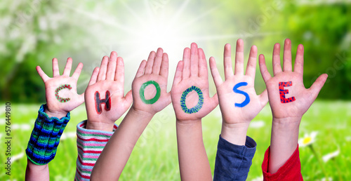 Children Hands Building Word Creative, Grass Meadow
