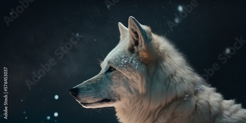Lonely white wolf illustration created using Generative AI.