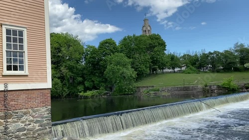 Blackstone River Valley National Historic Park, Slater Mill Historic Site. Samuel Slater's cotton spinning mill and dam in Pawtucket, Rhode Island the birthplace of American industrial revolution. photo