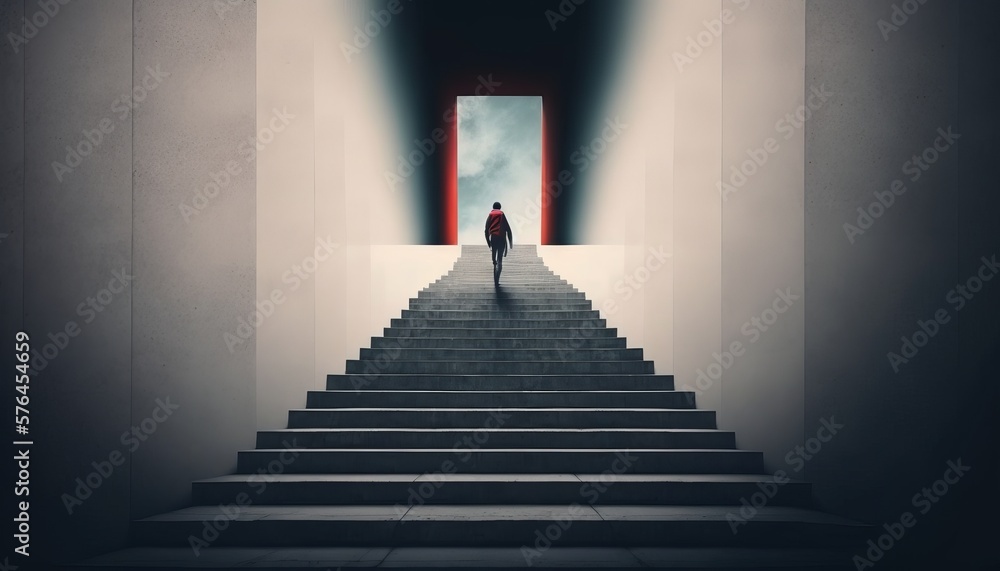 Fototapeta premium Stairway to Opportunity. Post-produced generative AI digital illustration.