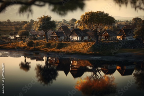 Great Village Landscape. Generative ai.