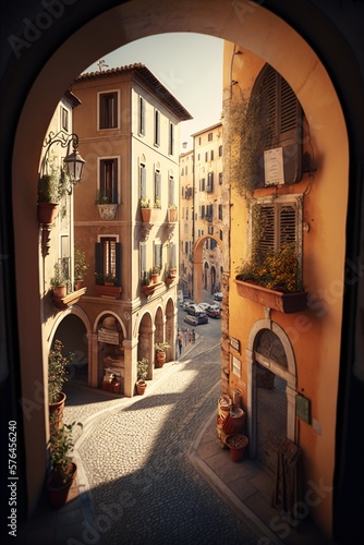 Old Town in Italy. Generative ai. 