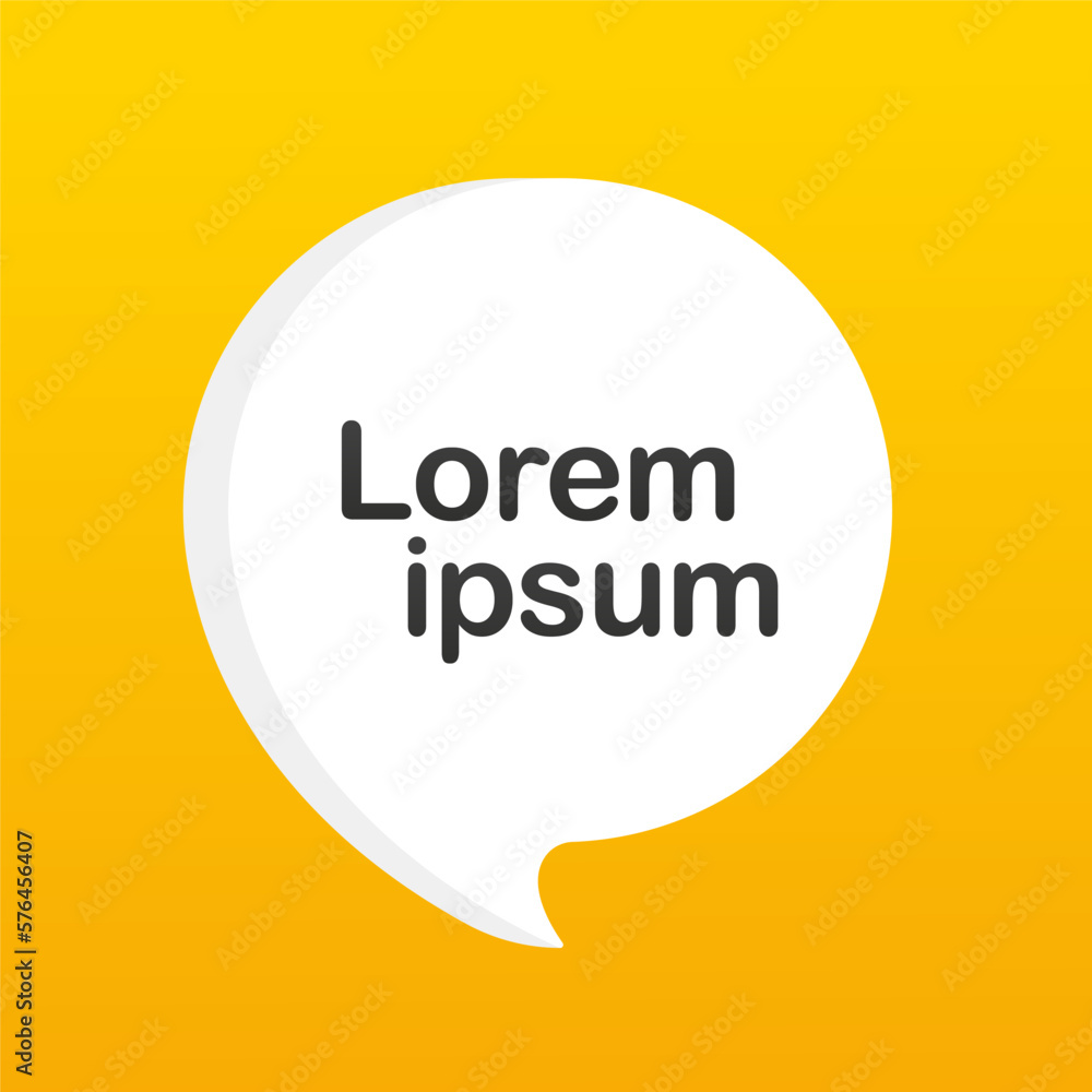 Lorem ipsum popup message on yellow background. Social network icon. UX UI design tooltip element. Symbol for web site and mobile application. Vector illustration Lorem ipsum popup message on yellow background. Social network icon. UX UI design tooltip element. Symbol for web site and mobile application. Vector illustration