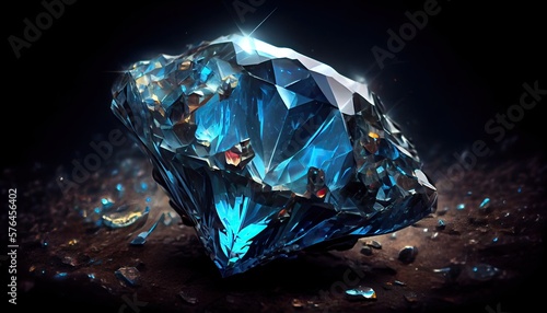 A Diamond In the Rough - Shining Brilliantly in an Isolated Sea of Luxury Jewellery. Generative AI