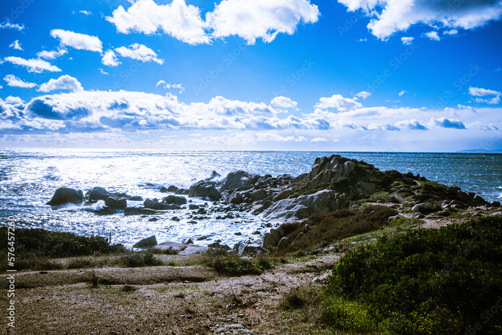 Spectacular blue Mediterranean sea and sky, Cagliari, Sardinia, Italy