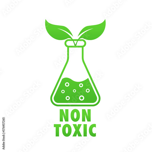 Non toxic symbol. Thin line icon for organic product. Ecological chemistry is certified as safe for the user of the product. Vector illustration