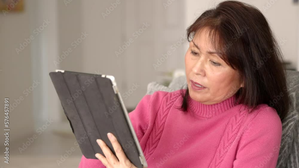 Smiling attractive woman in pink enjoying shopping online using mobile tablet excited and happy, waving e-commerce credit card at success of placing internet order sitting in living room. Smiling attractive woman in pink enjoying shopping online using mobile tablet excited and happy, waving e-commerce credit card at success of placing internet order sitting in living room.