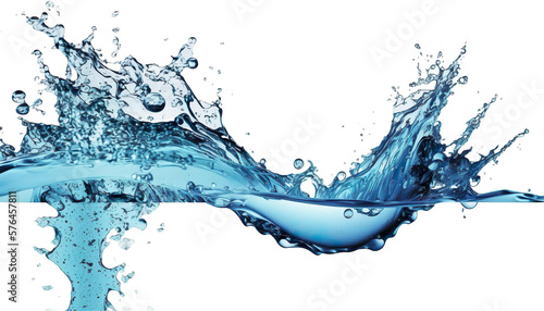 Water splash isolated on white, no background created with generative AI technology.