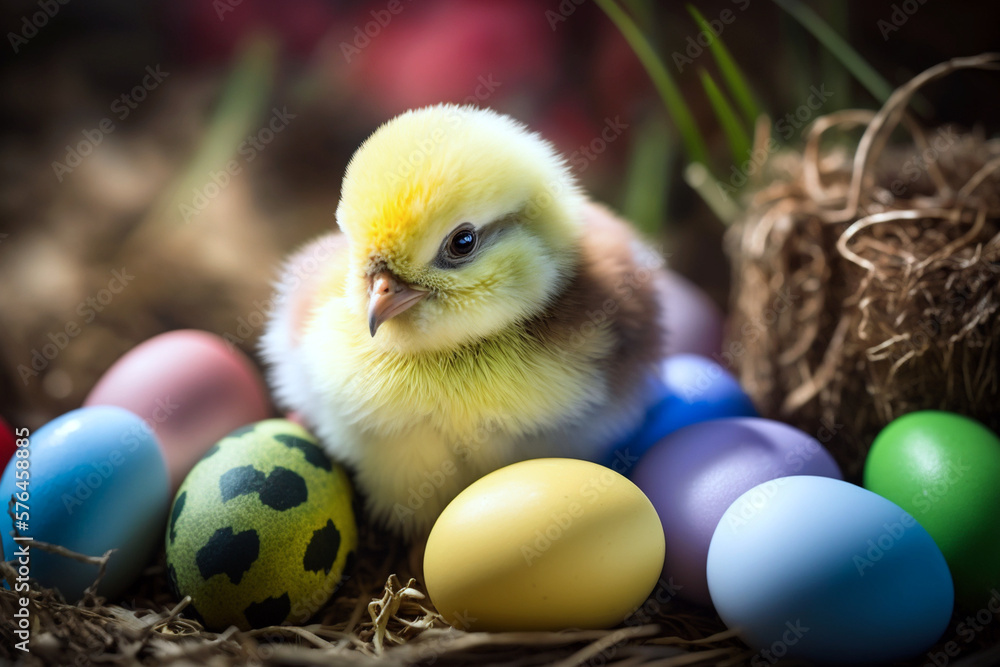 Easter chicken and eggs, Generative AI