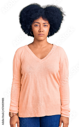 Young african american girl wearing casual clothes depressed and worry for distress, crying angry and afraid. sad expression.