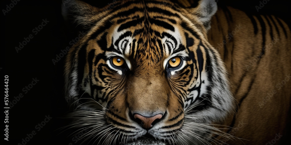 Close up macro shot of tiger eyes. Generative Ai