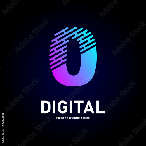 Digital line number 0 logo vector template. Suitable for business, technology, gradient color type,  logo line style and initial name