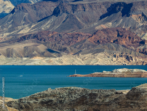 Lake Mead with record low water level, Feb 2023