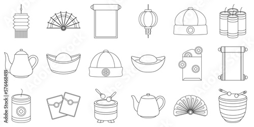 Set of Chinese New Year in flat style