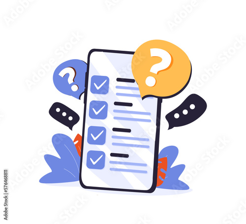 Online task management todo check list with mobile phone, form vote in phone, survey, feedback, questionnaire, mark