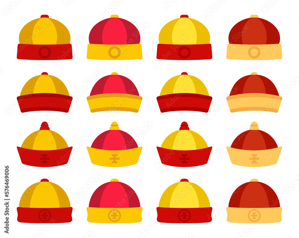 Fototapeta premium Chinese Hat in flat style isolated