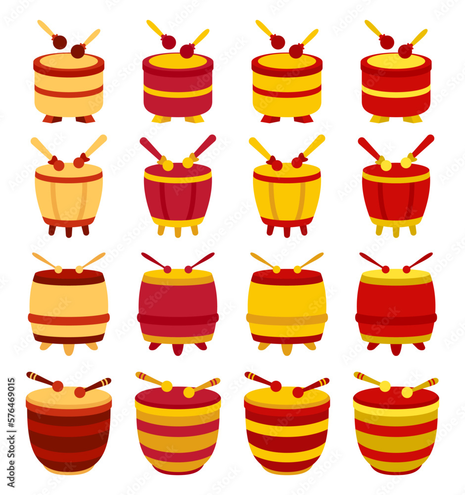 Chinese Drum in flat style isolated Chinese Drum in flat style isolated