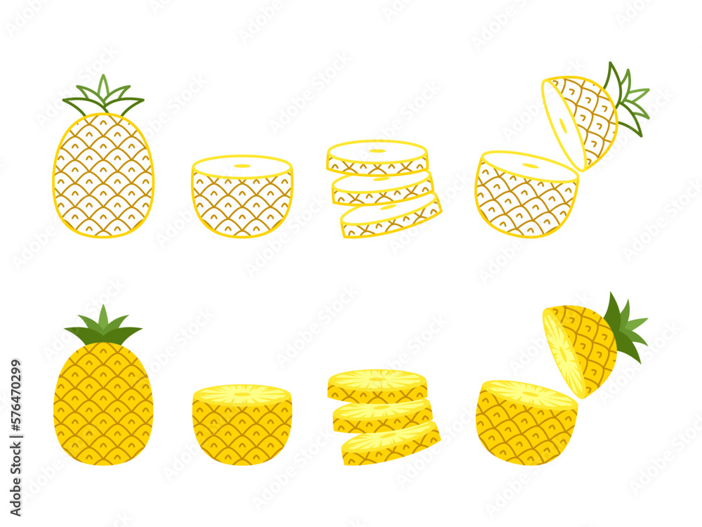 Pineapple collections set in flat style Pineapple collections set in flat style