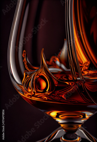 Inverted glass with cognac close-up. Copy space. Generative AI. 5