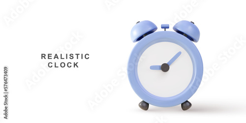 3d realistic blue clock. Vector illustration.