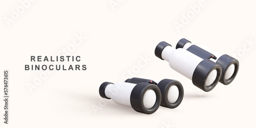 3d two realistic binoculars. Vector illustration.