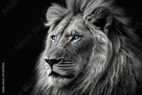 lion with blue eyes powerful made with generative ai © Chris
