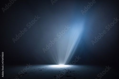 Abstract Background With Blue Fog in Minimalistic Dark Space With Rays of Light. Generative AI.