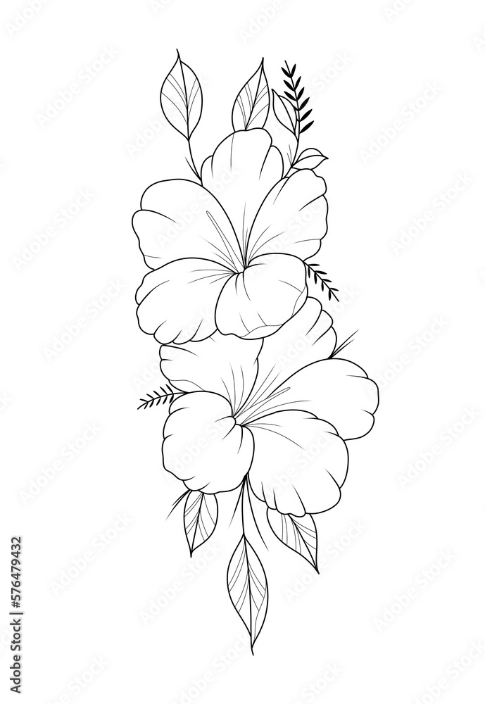 hand drawn flower tattoo 