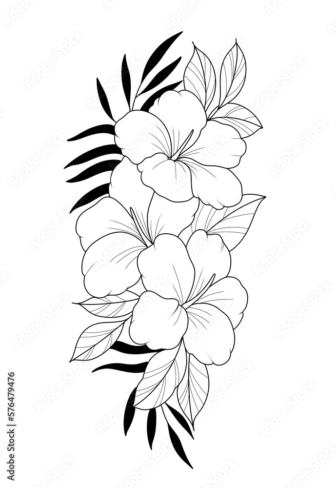 black and white flower tattoo 
