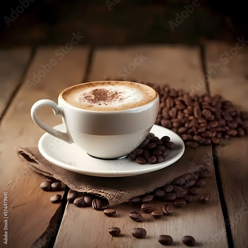 cup of cappuchino coffee. Generative AI © premiumdesign